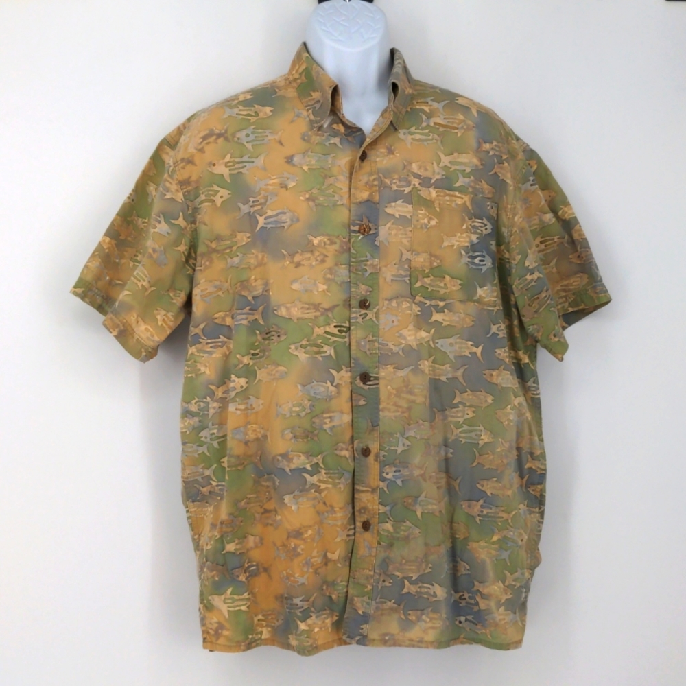 Redington Fishing Camp Hiking Vented Cotton Button Down Shirt Size Large